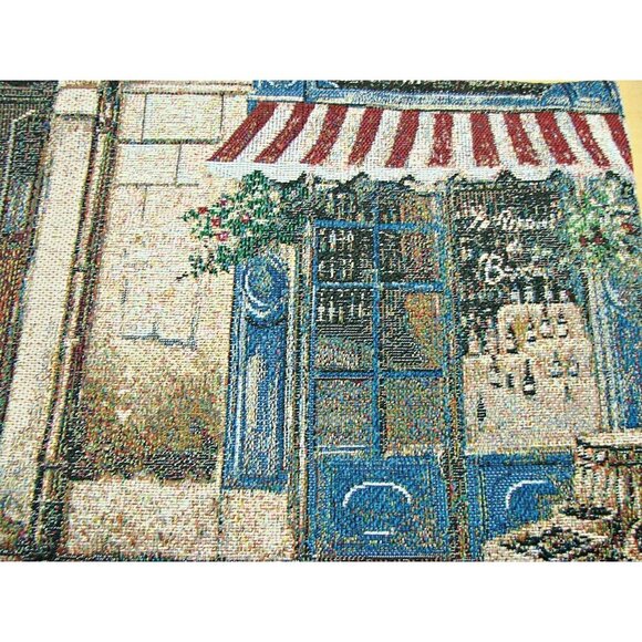Mohawk Cafe De Paris Tapestry Wall Hanging Decor Art Size 54x38" 2002 Made USA - Picture 11 of 11